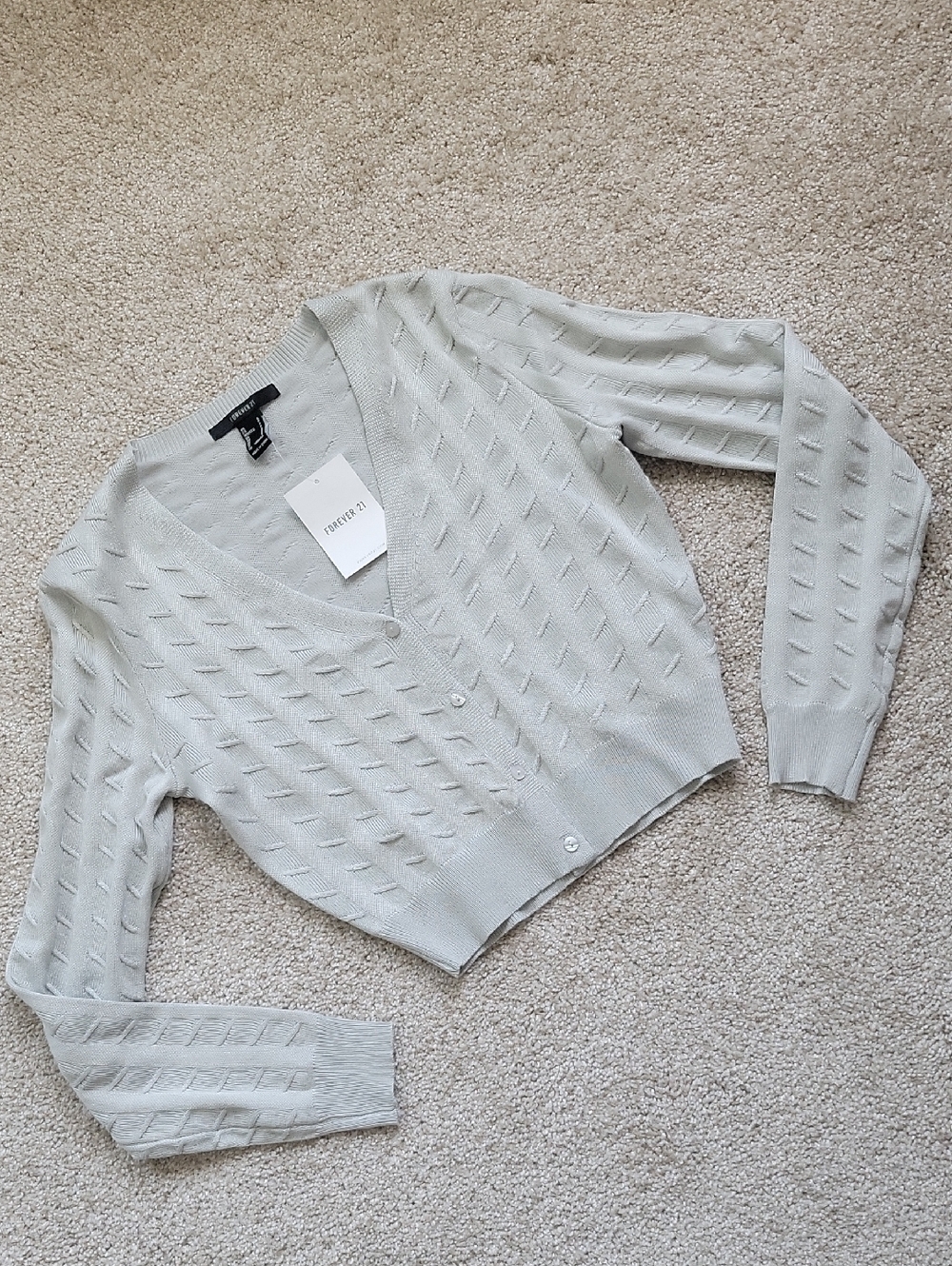 Forever 21 Light Gray V-Neck Button Front Sweater